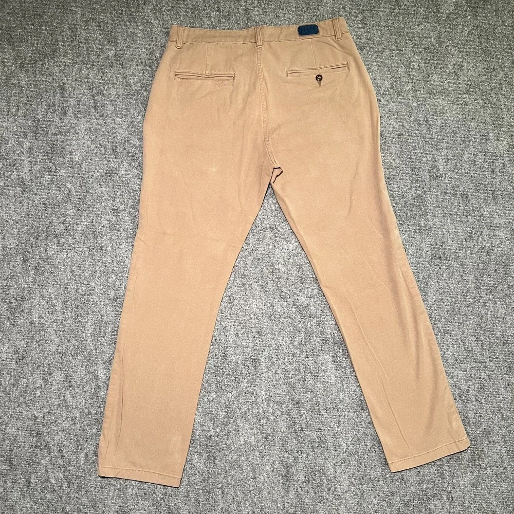 Mugsy Belmonts Slim Straight Stretch Chino Pants Tan Brown Men 34x30